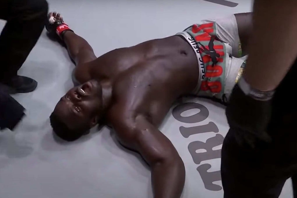 Oumar ‘Reug Reug’ Kane lies on the floor after being struck by Kirill Grishenko at ONE on TNT 4. Photos: ONE Championship