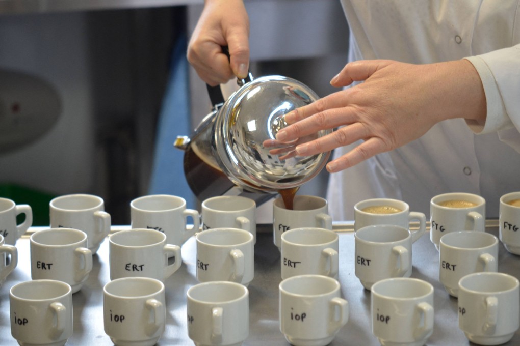 Stenophylla coffee is prepared for tasting at the French Agricultural Research Centre for International Development (CIRAD) lab in Montpellier, France in December 2020. Photo: CIRAD via AFP