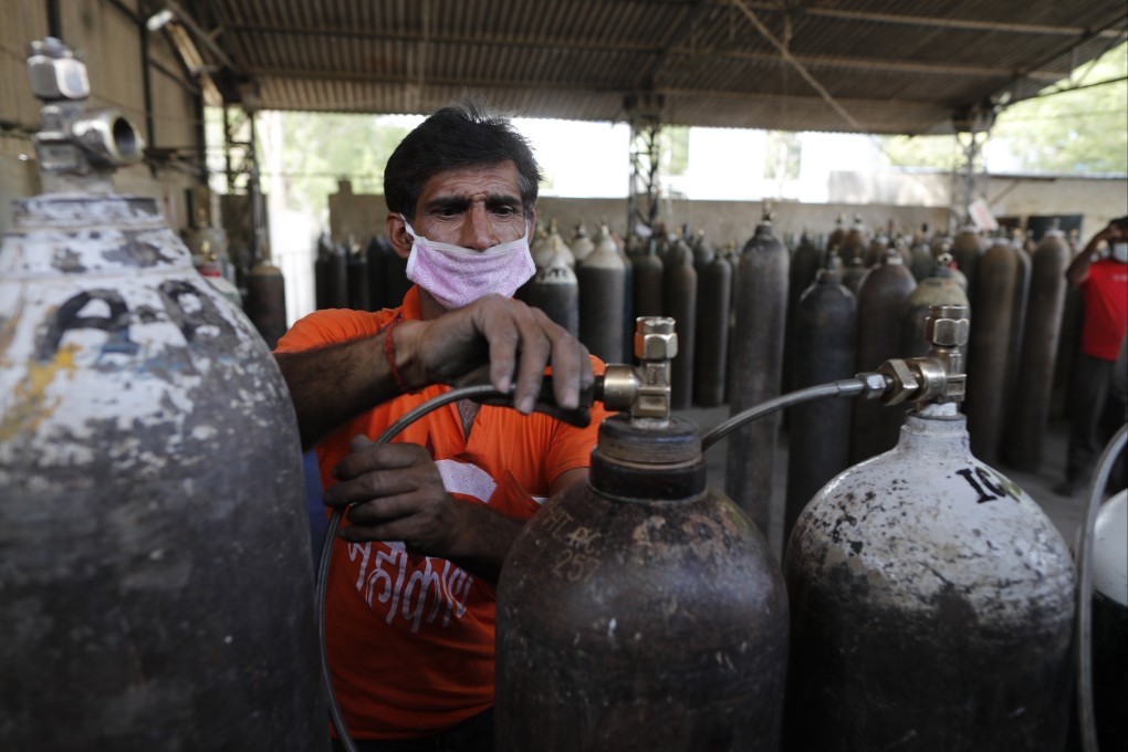 India is scrambling to get fresh supplies of oxygen as it grapples with a flood of coronavirus cases. Photo: AP