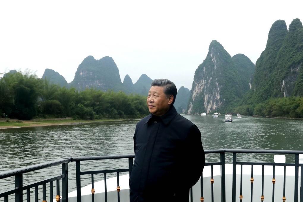 Chinese President Xi Jinping visits a section of the Lijiang River in Yangshuo, south China’s Guangxi Zhuang Autonomous Region, on Sunday. Photo: Xinhua
