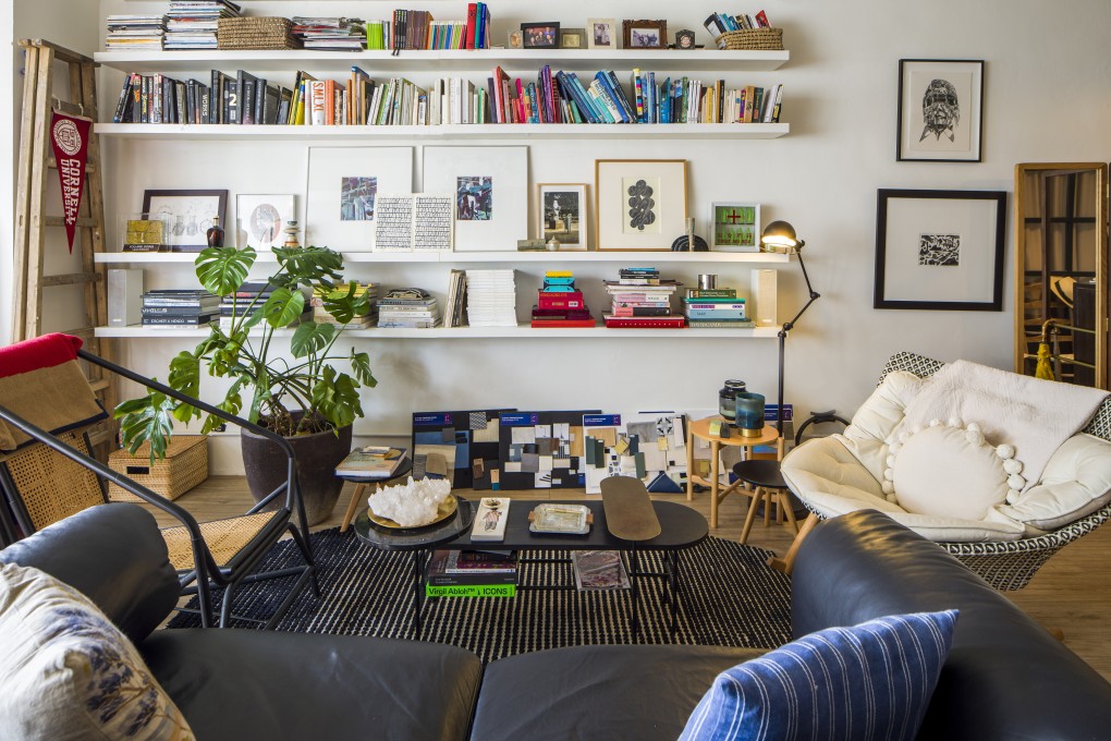 Wherever you look in JJ Acuna’s studio there is something to admire, from jagged raw crystals on tabletops to flexible bookshelves functioning almost as a gallery wall. Photo: John Butlin. Photography assistant: Timothy Tsang