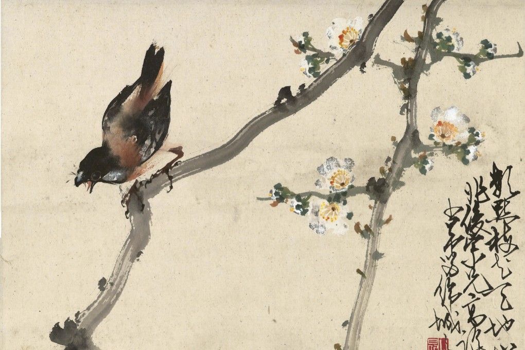 Plum Blossoms and Bird by Zhao Shao’ang (1905-1998), considered one of the most famous and influential artists of the Lingnan School of Chinese art. Credit: Zhao Shao’ang