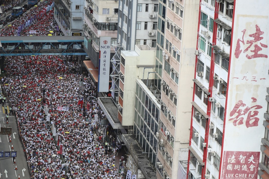 Hundreds of thousands of Hongkongers take to the streets in protest against extradition bill amendments in June, 2019. Photo: James Wendlinger