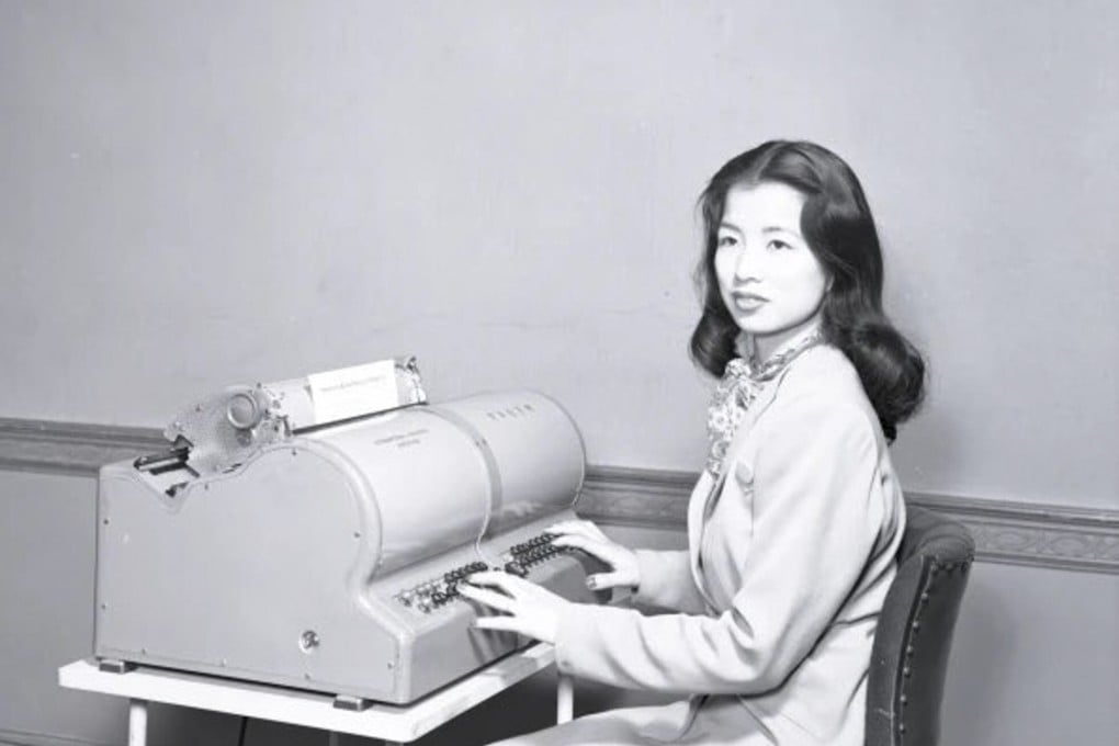Lois Lew at IBM’s Chinese character typewriter in the late 1940s. Photo: IBM