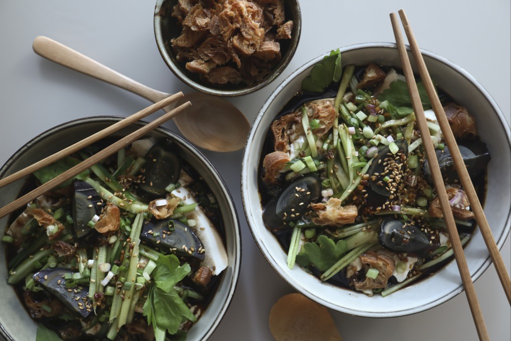 Sichuan-style soft bean curd with century egg and spicy sauce. Photo: Jonathan Wong