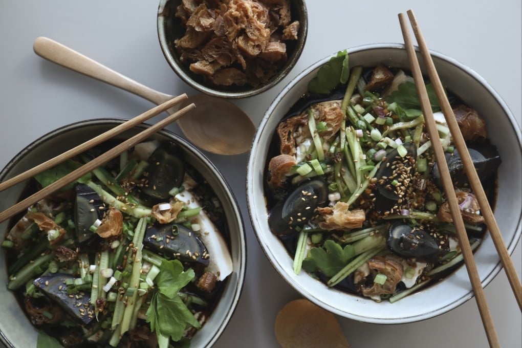 Sichuan-style soft bean curd with century egg and spicy sauce. Photo: Jonathan Wong