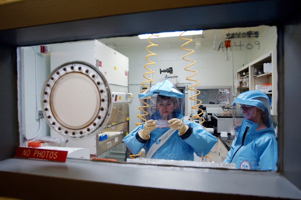 Personnel at the US Army Medical Research Institute of Infectious Diseases at Fort Detrick. Photo: AFP