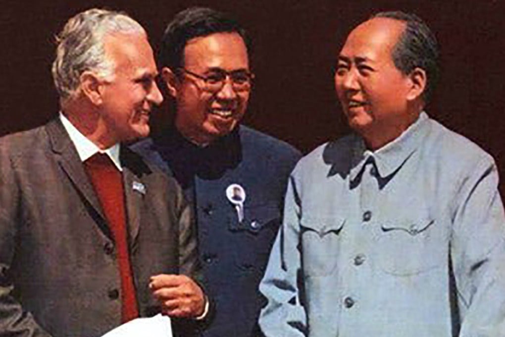 Edgar Snow with Mao Zedong in Tiananmen Square in 1970. File photo