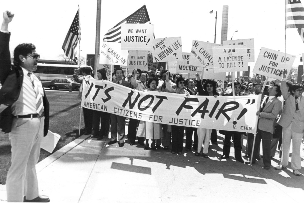 A demonstration against the killing of Chinese-American Vincent Chin in Detroit in 1982. His was the first case in which the Civil Rights Act was used to defend the rights of an Asian-American citizen. Photo: The estate of Lily and Vincent Chin
