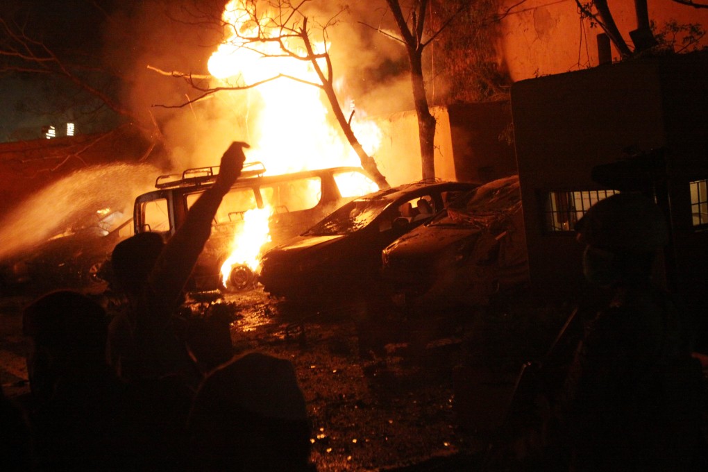 Fire breaking out at a blast site in Quetta, Balochistan, in Pakistan on April 21. The Pakistani Taliban says it is behind the deadly blast in the car park of Serena Hotel. Photo: Xinhua