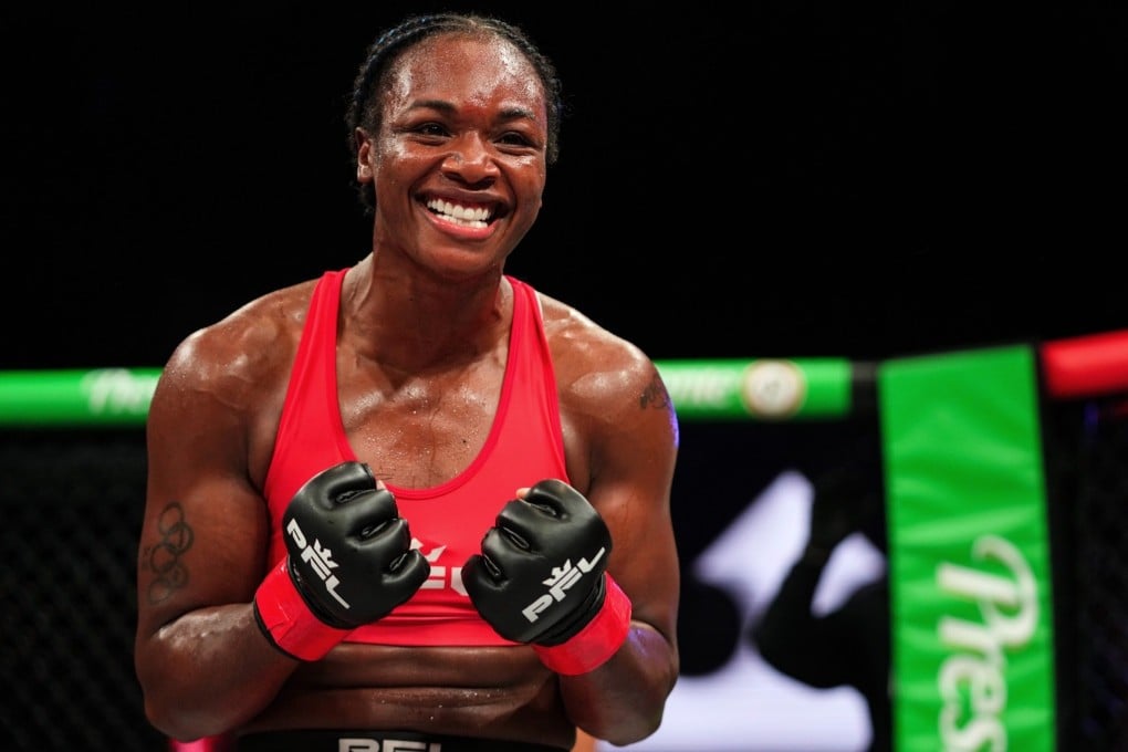 Claressa Shields celebrates her victory over Brittney Elkin at PFL 4. Photo: PFL