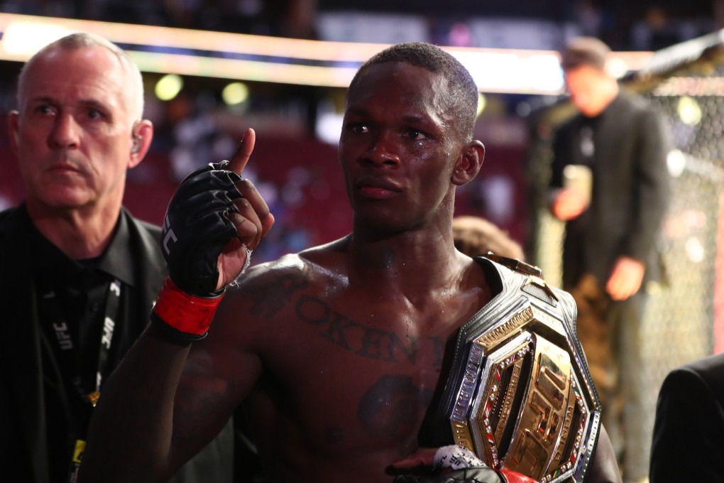 Israel Adesanya leaves the Octagon following his victory against Marvin Vettori at UFC 263. Photo: USA TODAY Sports