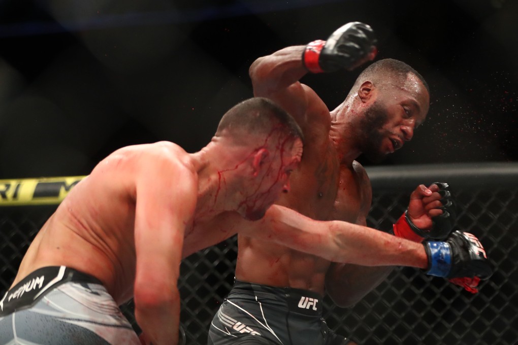 Nate Diaz lands a punch against Leon Edwards at UFC 263. Photo: USA TODAY Sports