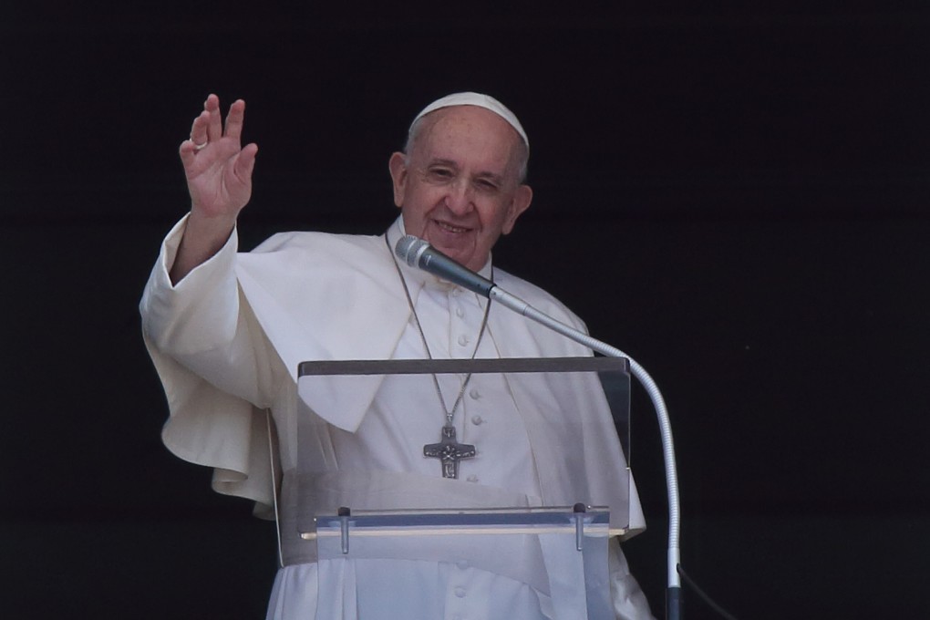 Pope Francis delivers the Angelus Prayer from the window overlooking St. Peter’s Square at the Vatican on Sunday June 13. Photo: DPA