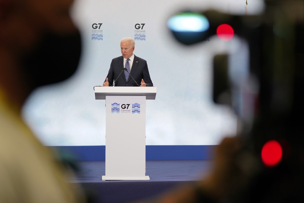 President Joe Biden speaks during a news conference after attending the G7 summit, in Newquay, Britain. Photo: AP