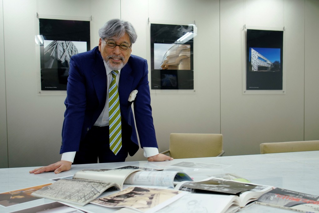 Japanese architect Paul Noritaka Tange, who designed the Tokyo Aquatics Centere, at his office. Photo: Reuters