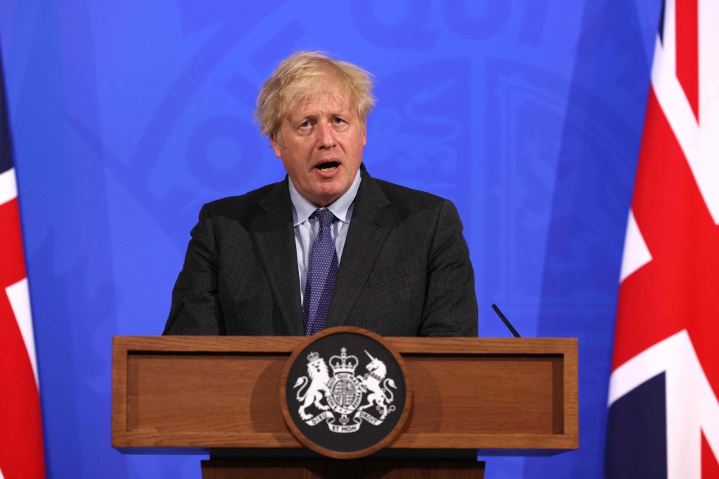 Britain’s Prime Minister Boris Johnson gives an update on the Covid-19 pandemic on June 14. Photo: AFP