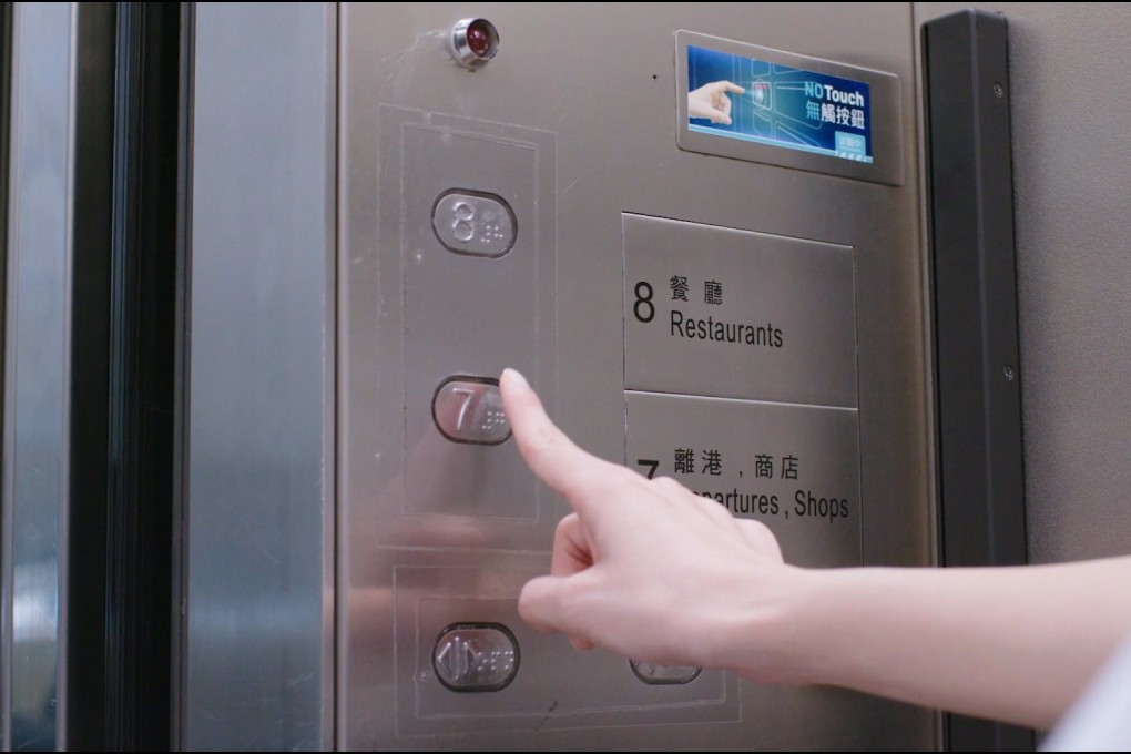 Developed by the Hong Kong Productivity Council, kNOw Touch is a contactless button technology that is already installed at Hong Kong International Airport. Photo: Hong Kong Productivity Council
