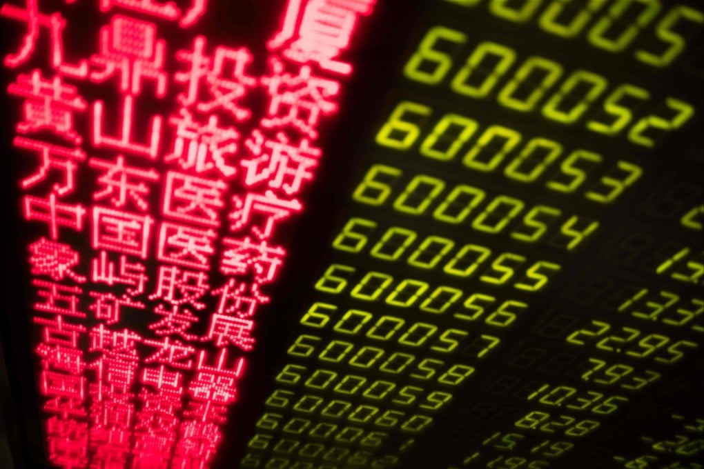 Stock price movements are seen on a screen at a securities company in Beijing on March 23, 2018. Benchmarks in Shanghai and Hong Kong hit a three-week low on June 16. Photo: AFP