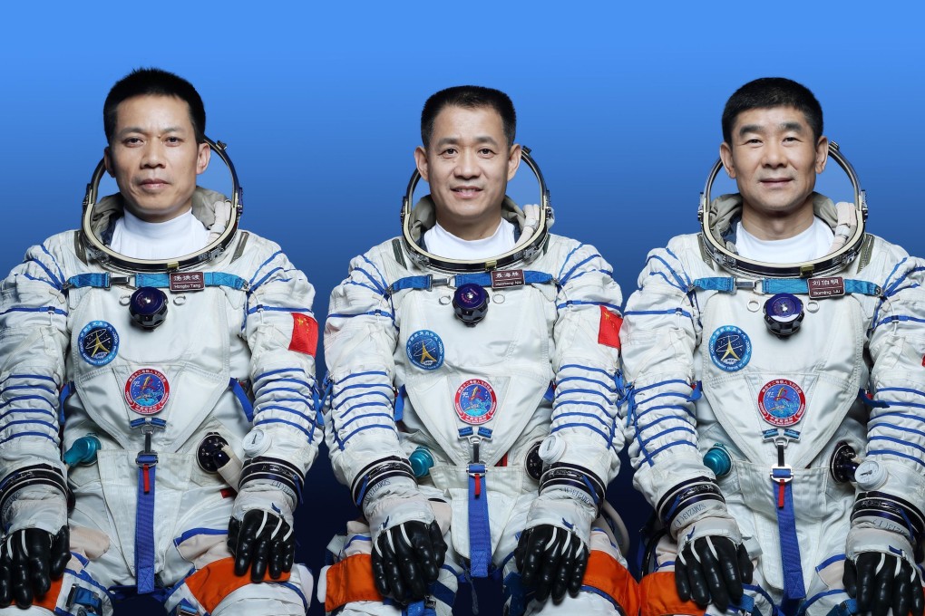 Chinese astronauts (from left) Tang Hongbo, Nie Haisheng, and Liu Boming  are the first crew for China’s space station. Photo: Xinhua