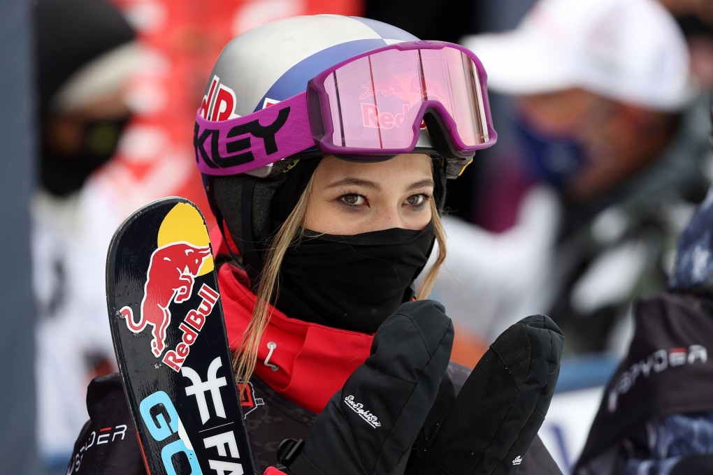 Eileen Ailing Gu of China after she finishes in first in the women’s freeski slopestyle final at the 2021 FIS Snowboard and Freeski World Championship at Buttermilk Ski Resort in Aspen, Colorado in March. Photo: AFP