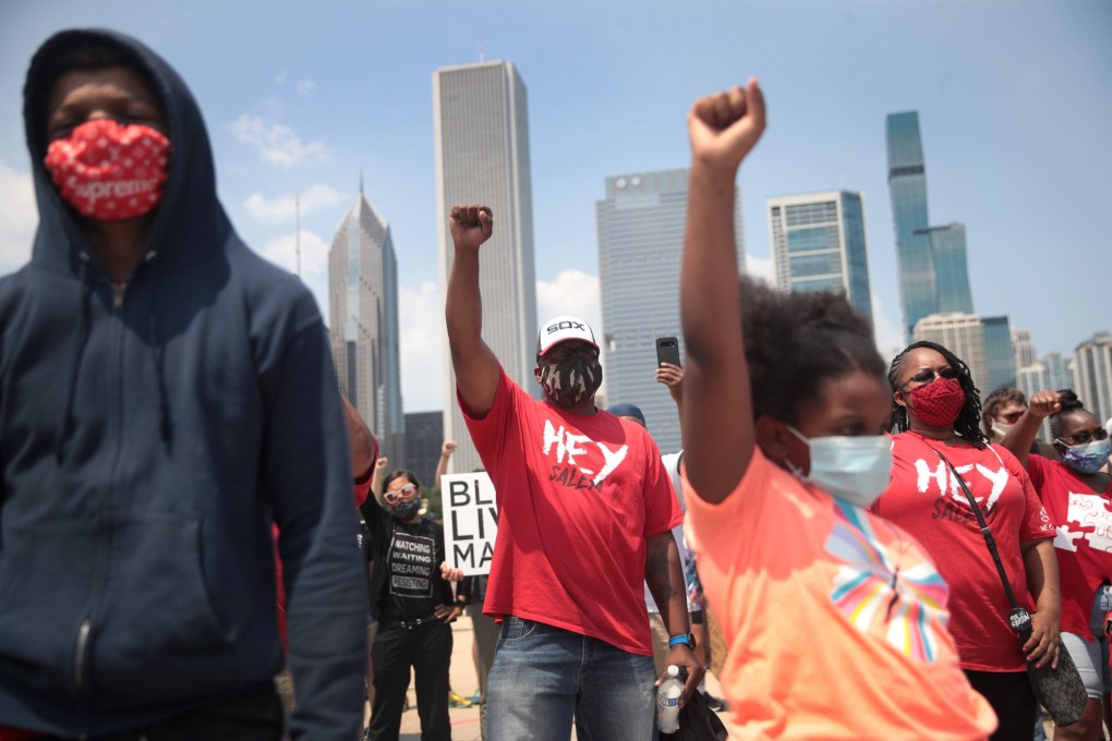 People participate in a Juneteenth rally in Chicago on June 19, 2020. Photo: AFP