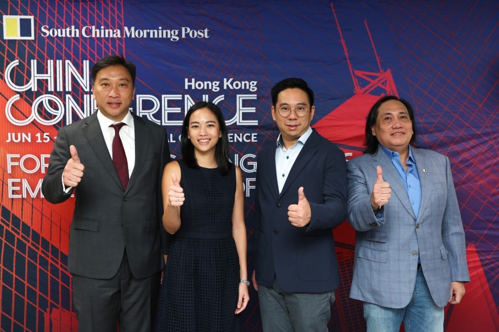 Andy Wong (far left), head of innovation and technology at InvestHK, Olivia Lai, managing director - Hong Kong, Global Institute For Tomorrow, Gary Yeung, president of Smart City Consortium, and moderator Bien Perez, the Post’s senior production editor, Technology, at the China Conference. Photo: SCMP