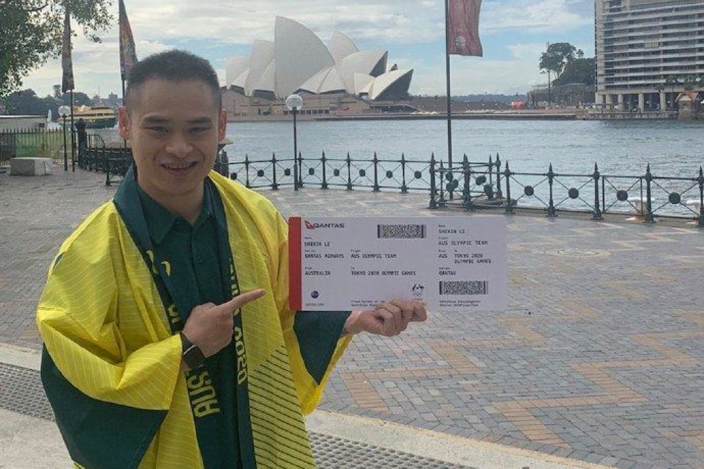 Li Shixin shows off his ticket to Tokyo for the Olympics. Photo: Weibo