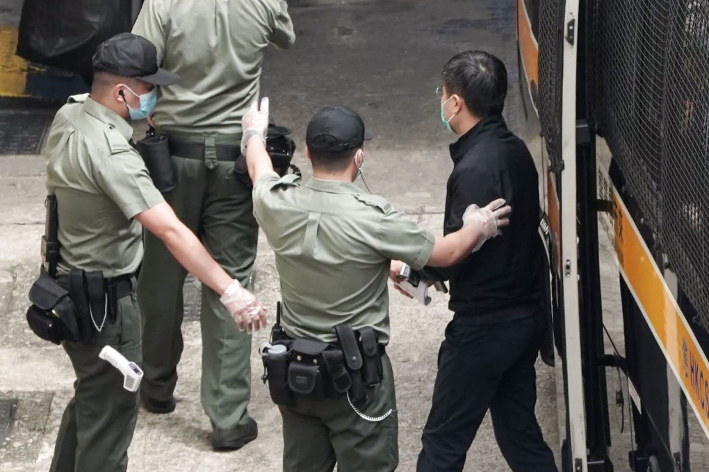 Apple Daily editor-in-chief Ray Law arrives back at jail after his bail hearing on Saturday. Photo: Handout