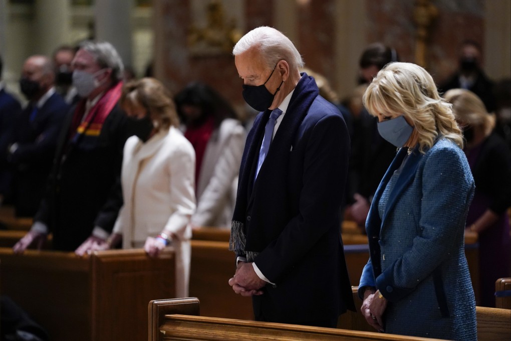 US President Joe Biden and his wife Jill attend Mass at the Cathedral of St Matthew the Apostle.in Washington DC. Photo: AP
