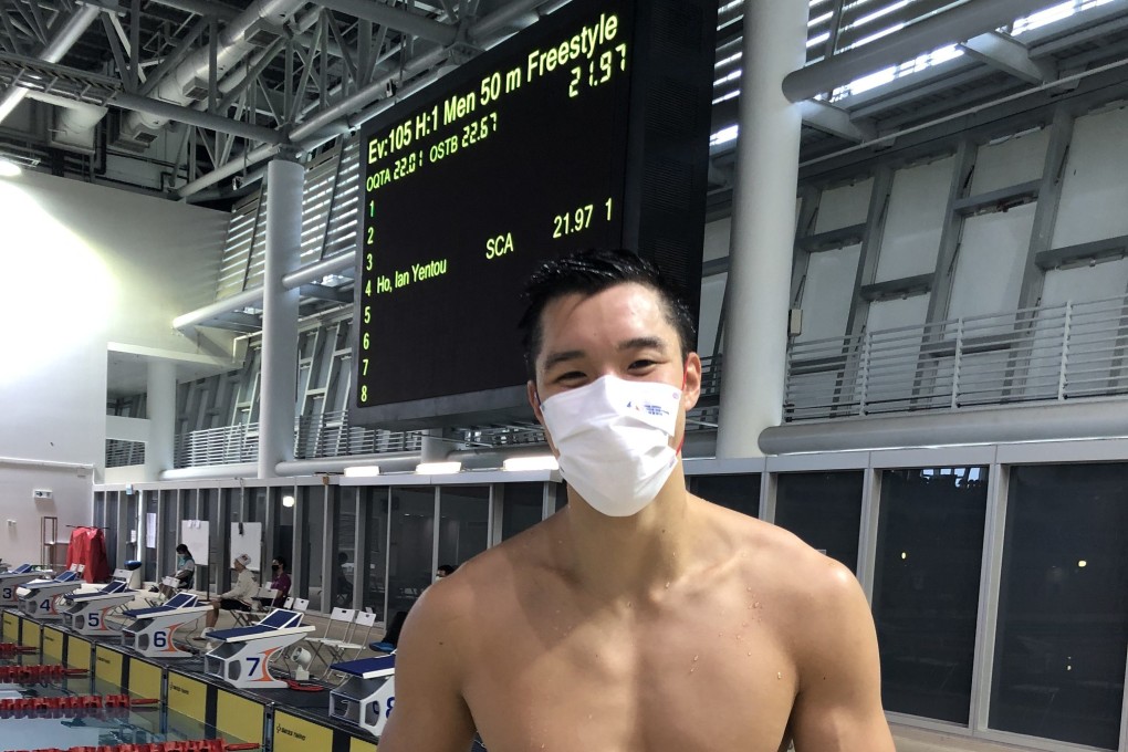 A smiling Ian Ho after becoming the first Hong Kong men’s swimmer to qualify for the Olympic Games with an A standard. Photo: Jonathan Wong