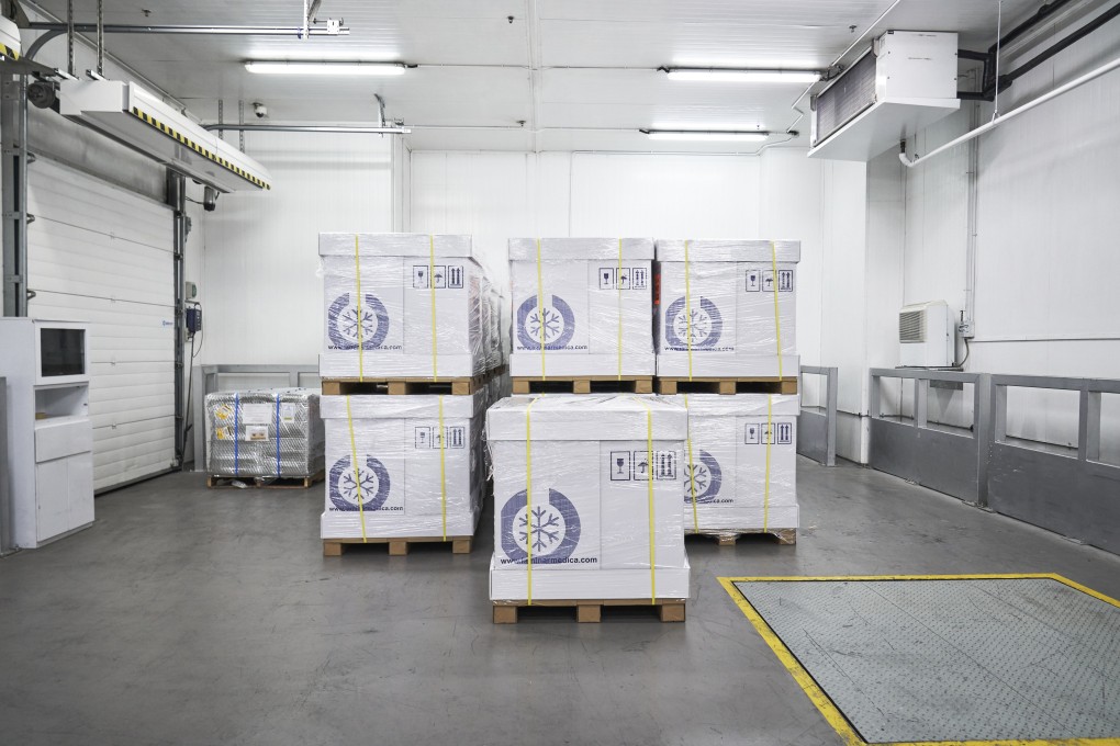 A cold room at the SATS Coolport, a perishable handling centre at Changi Airport in Singapore. Cold storage is on investors’ radar, following a pandemic-fuelled explosion in demand for online grocery services and Covid-19 vaccines that have cold-chain requirements. Photo: Bloomberg