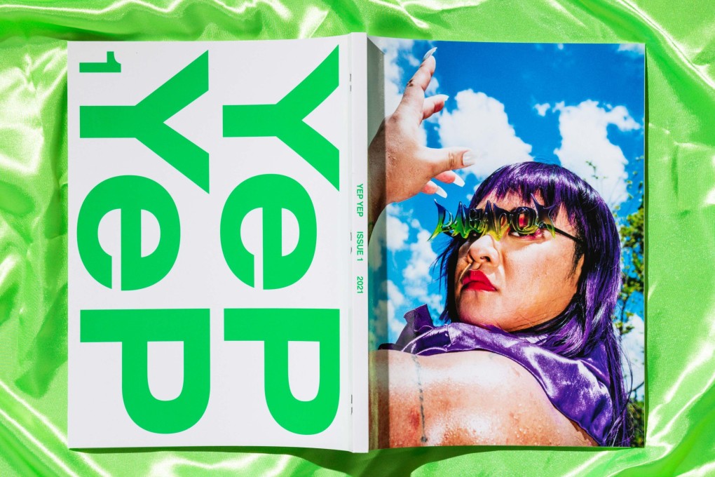 The back and front covers of Yep Yep, a new fashion and art magazine about Hong Kong identities featuring genderfluid bodybuilder Siufung Law on its first cover.