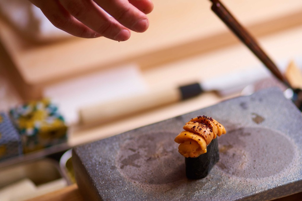 Rishiro-to uni and baifun uni sushi, at Hong Kong’s Sushi Yonjugo. Photo: Sushi Yonjugo