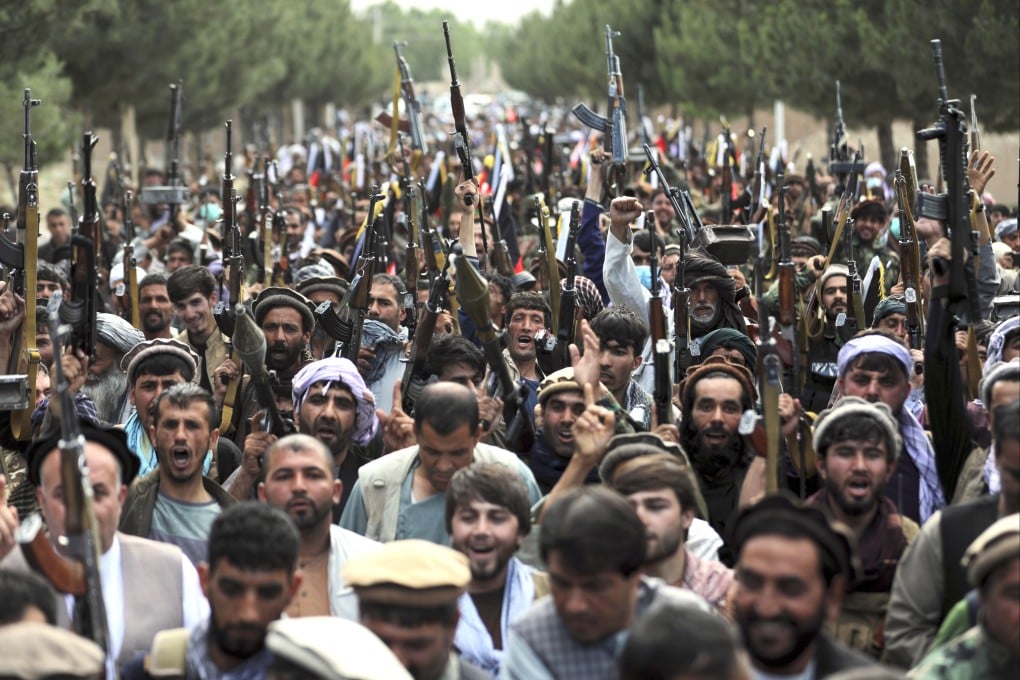 Afghan militia members join Afghan defence and security forces during a gathering in Kabul, Afghanistan, on June 23. Photo: AP