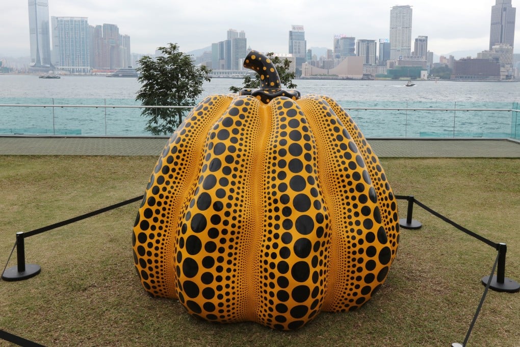 One of Yayoi Kusama’s pumpkin sculptures, similar to the one a Hong Kong art dealer paid US$1.4 million for but never received, on display on the city’s Central harbourfront. Photo: Felix Wong
