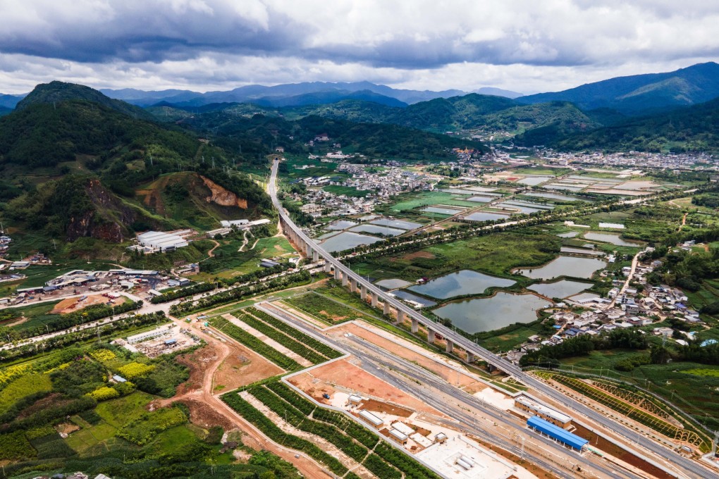A section of the China-Laos railway under construction in Ning’er Hani and Yi Autonomous County of Puer City, southwest China’s Yunnan Province, on July 2, 2021. Photo: Xinhua