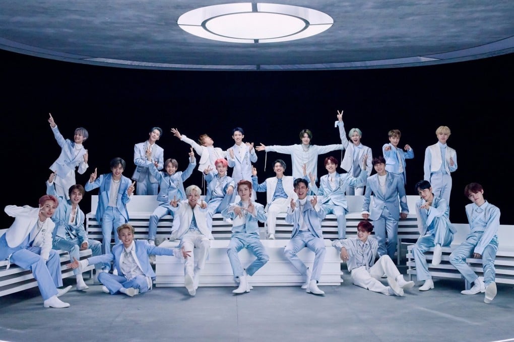 The 23 members of NCT. A new member from America will be chosen through a reality-TV competition series called K-pop Goes Hollywood. Photo: SM Entertainment