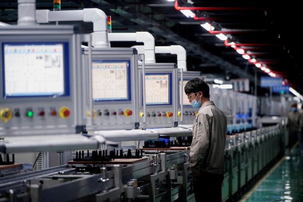 An employee works on the production line of electric vehicle battery manufacturer Octillion in Hefei, Anhui province. China has retained many critical supply chains locally, making it necessary for others to cooperate with it. Photo: Reuters