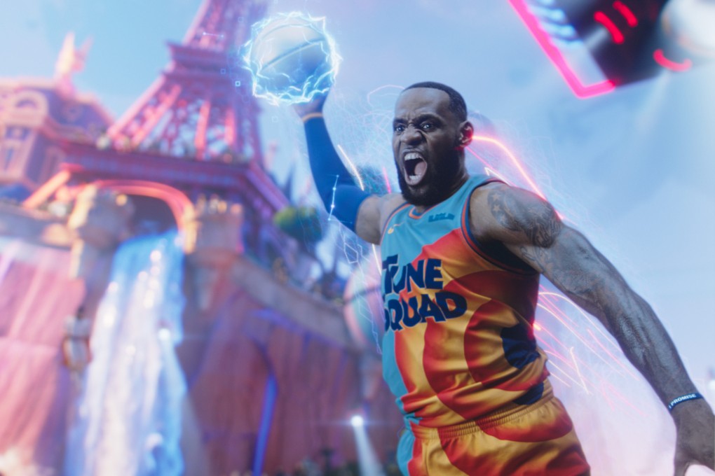 LeBron James in a still from Space Jam: A New Legacy (category: I), directed by Malcolm D. Lee. Don Cheadle also stars.