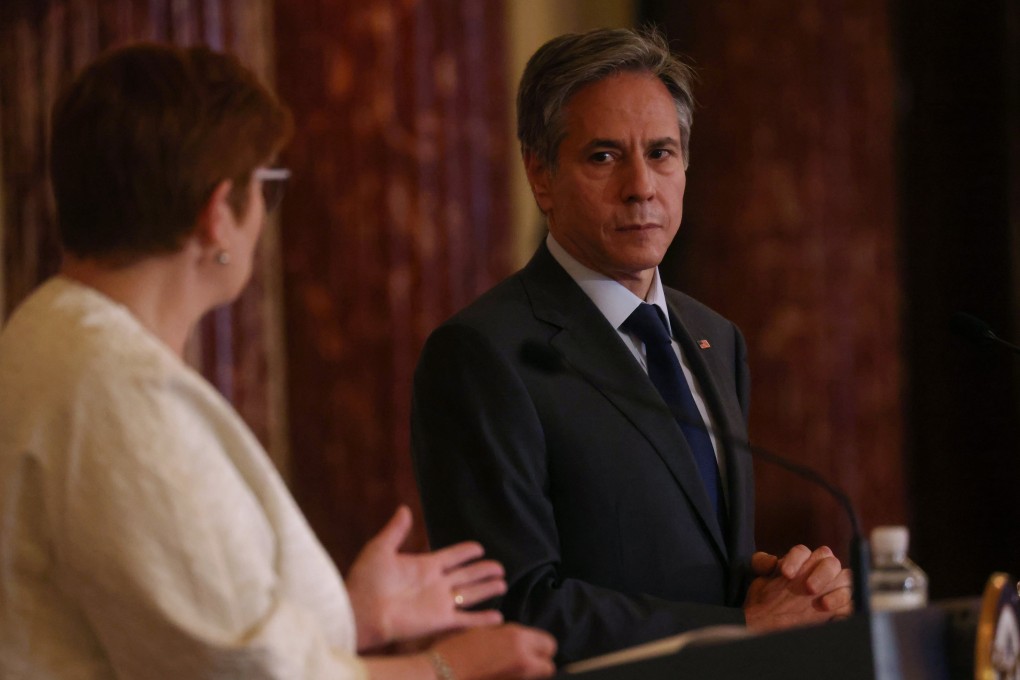 US Secretary of State Antony Blinken and Australian Foreign Minister Marise Payne hold a joint press conference at the US State Department building in Washington on May 13. Photo: Reuters
