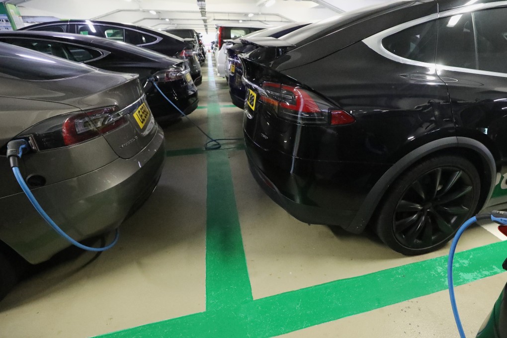 Electric vehicle charging facilities at a car park in Central. Photo: Dickson Lee