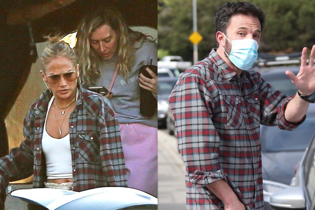 Jennifer Lopez in a shirt Ben Affleck had earlier worn. They aren’t the only celebrity couple sharing clothes - a phenomenon that helps normalise gender-neutral fashion.