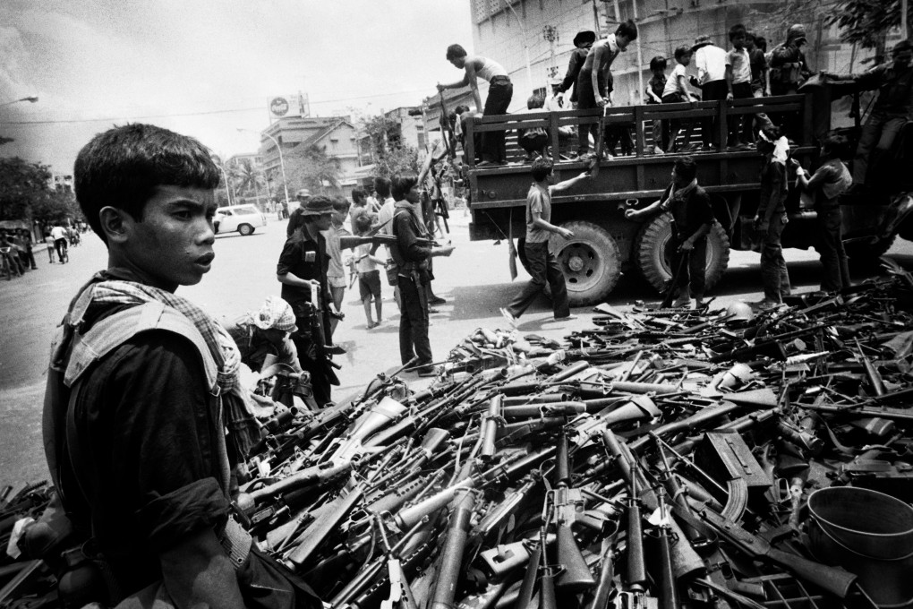 The fall of Phnom Penh, the Cambodian capital, to the Khmer Rouge in 1975. Millions of Cambodians were killed in the following years and millions of others fled to refugee camps in Thailand, and onwards to America, short story author Anthony Veasna So’s parents among them. Photo: Roland Neveu/LightRocket via Getty Images