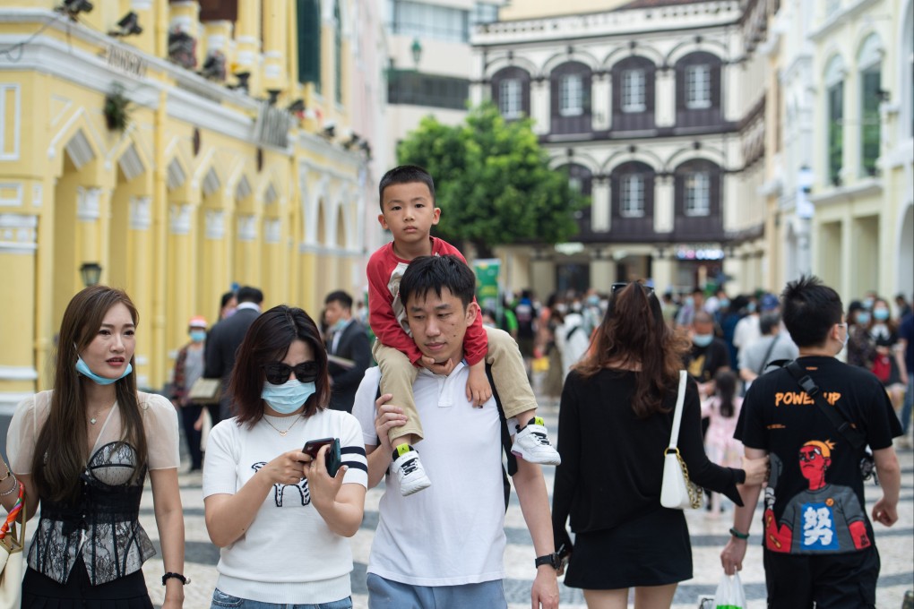 Tourists visit Macau’s Senado Square on May 3 during China’s May Day holiday. Photo: Xinhua
