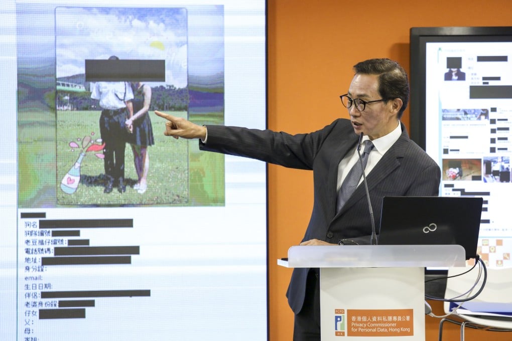 Stephen Wong Kai-yi, then privacy commissioner for personal data, briefs the media on more than 600 doxxing cases, on August 28, 2019, as anti-government protests raged in Hong Kong. The victims were police officers and protesters from both political camps. Photo: Nora Tam
