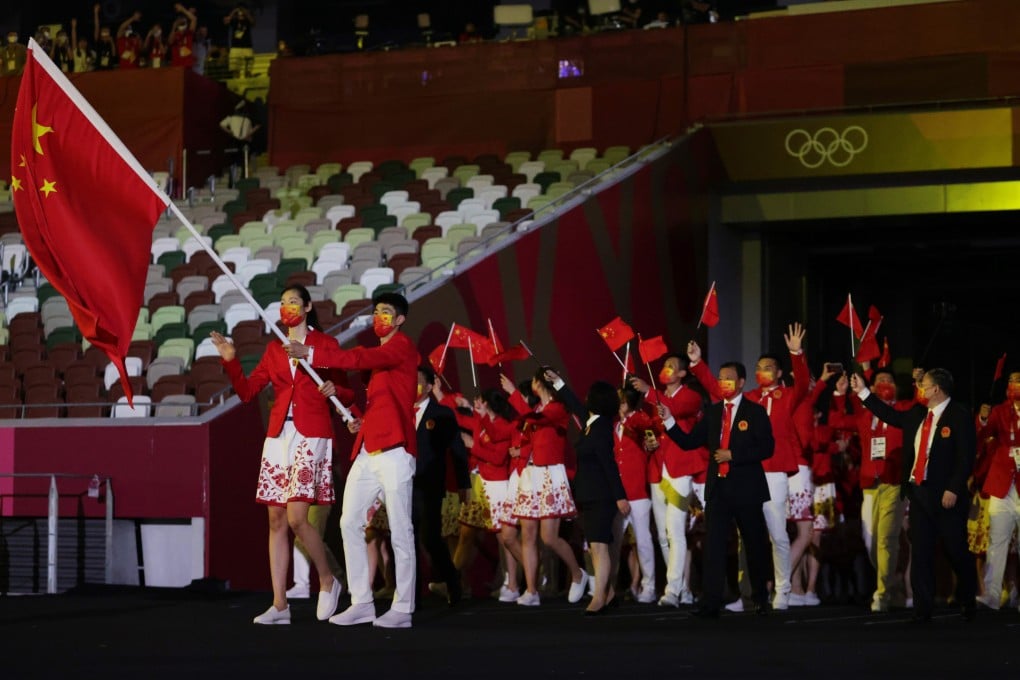 Athletes from China take part in the Tokyo 2020 Olympics opening ceremony, on July 23. Photo: Reuters
