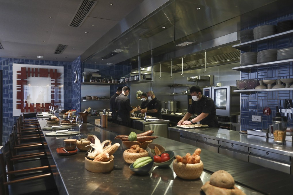 The Interior of Mono at On Lan Street in Central. It is one of the restaurants in Hong Kong that uses a chefs’ counter to remove the barrier between kitchen and dining room. Photo: Jonathan Wong