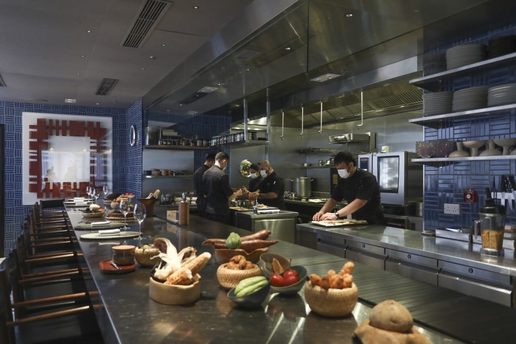 The Interior of Mono at On Lan Street in Central. It is one of the restaurants in Hong Kong that uses a chefs’ counter to remove the barrier between kitchen and dining room. Photo: Jonathan Wong