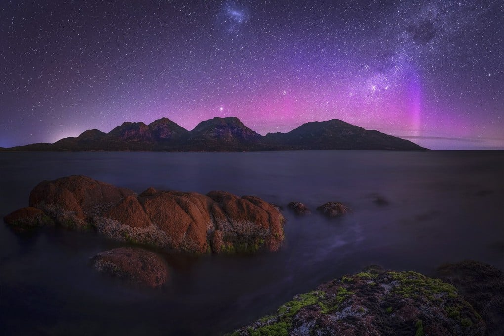 The aurora australis (southern lights) at Picnic Island in Tasmania, Australia, just one of the secluded spots in Asia-Pacific where you can watch the night sky in style. Photo: Aaron Jones